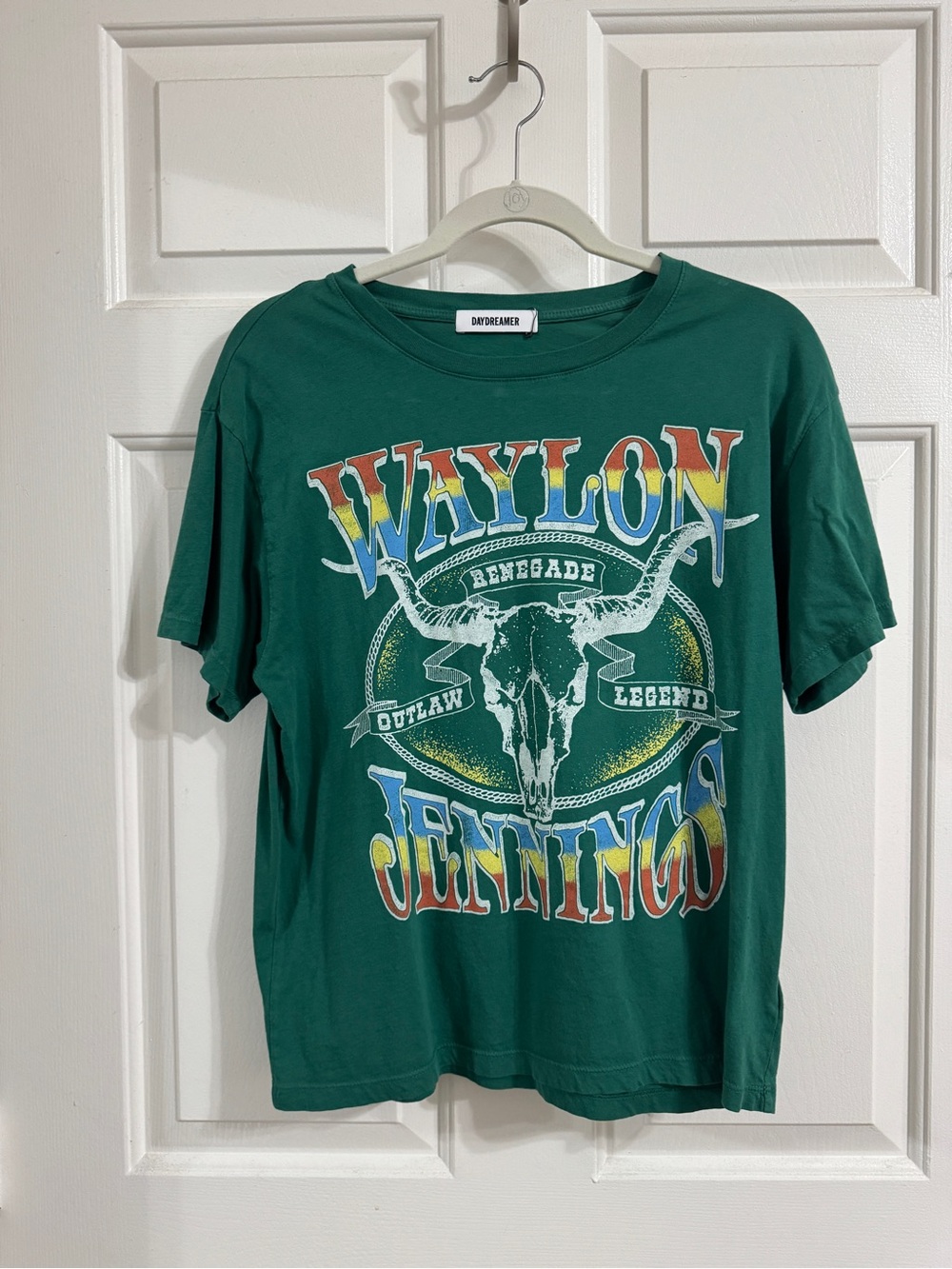 Daydreamer Green Waylon Jennings Skull Graphic Tee